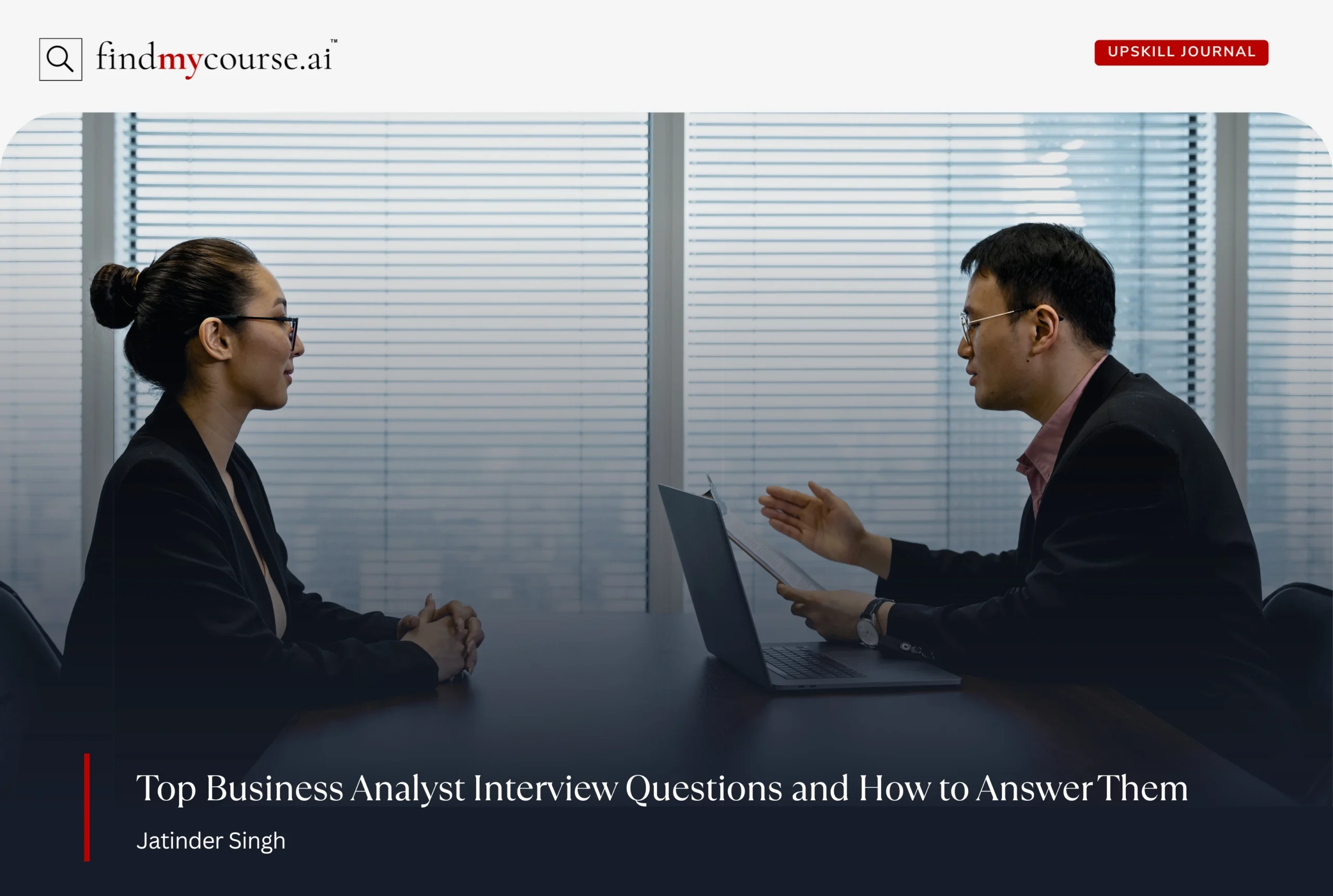 A candidate and recruiter in an interview setting representing business analyst interview questions — Findmycourse.ai