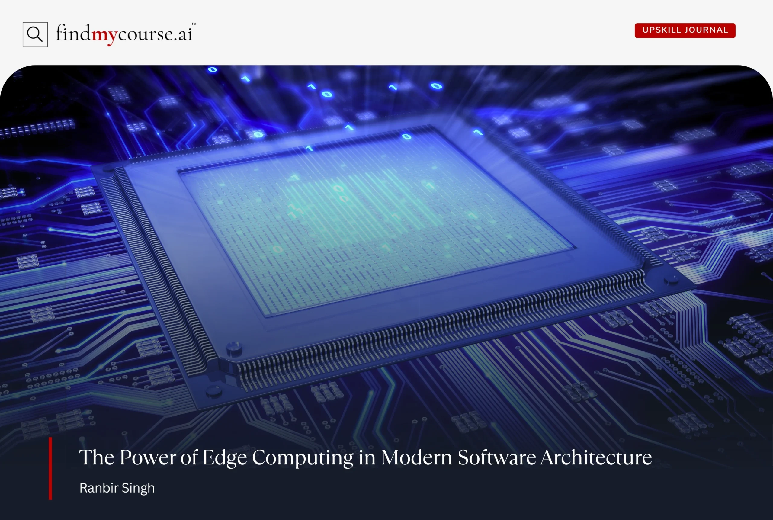 Digital visual of microprocessor in circuit representing edge computing — Findmycourse.ai