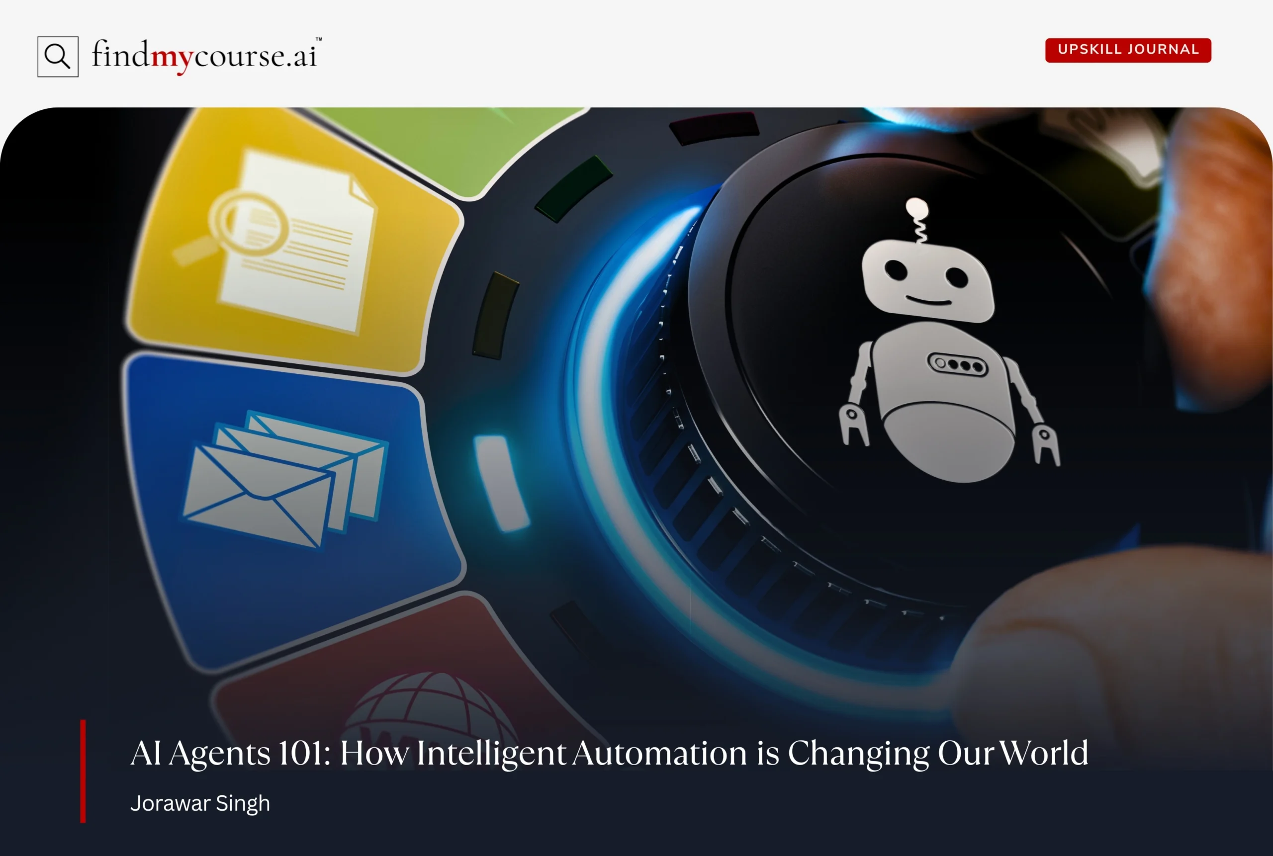 Robotic process and task automation system representing role of AI agents at work — Findmycourse.ai