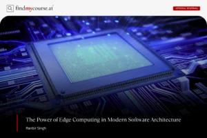Digital visual of microprocessor in circuit representing edge computing — Findmycourse.ai