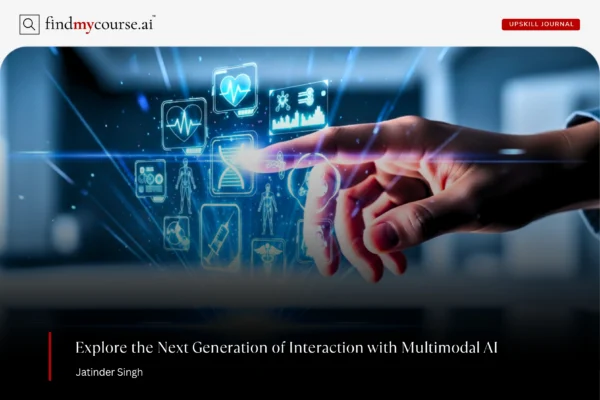 Human hand touching screen depicting use of multimodal AI for digital interaction — Findmycourse.ai