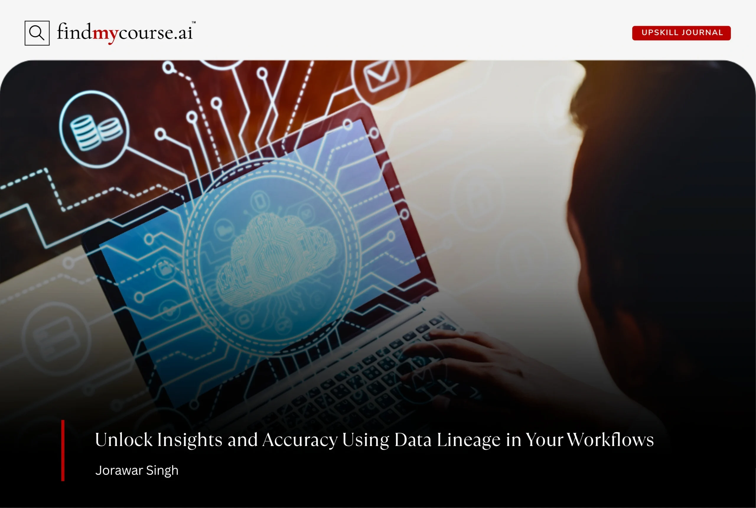 Person using a laptop to visualize and track data, highlighting data lineage across systems — Findmycourse.ai
