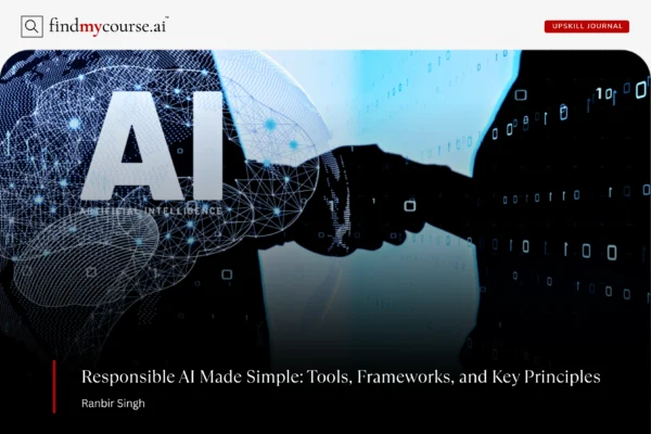 Concept of AI shaking hands with human denoting responsible AI building — Findmycourse.ai