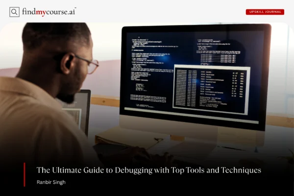 A developer removing bugs representing debugging tools and techniques — Findmycourse.ai