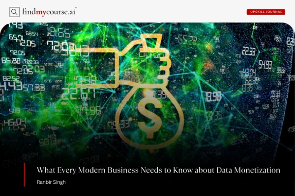 Data monetization concept illustrated by data and dollar symbols on computer — Findmycourse.ai