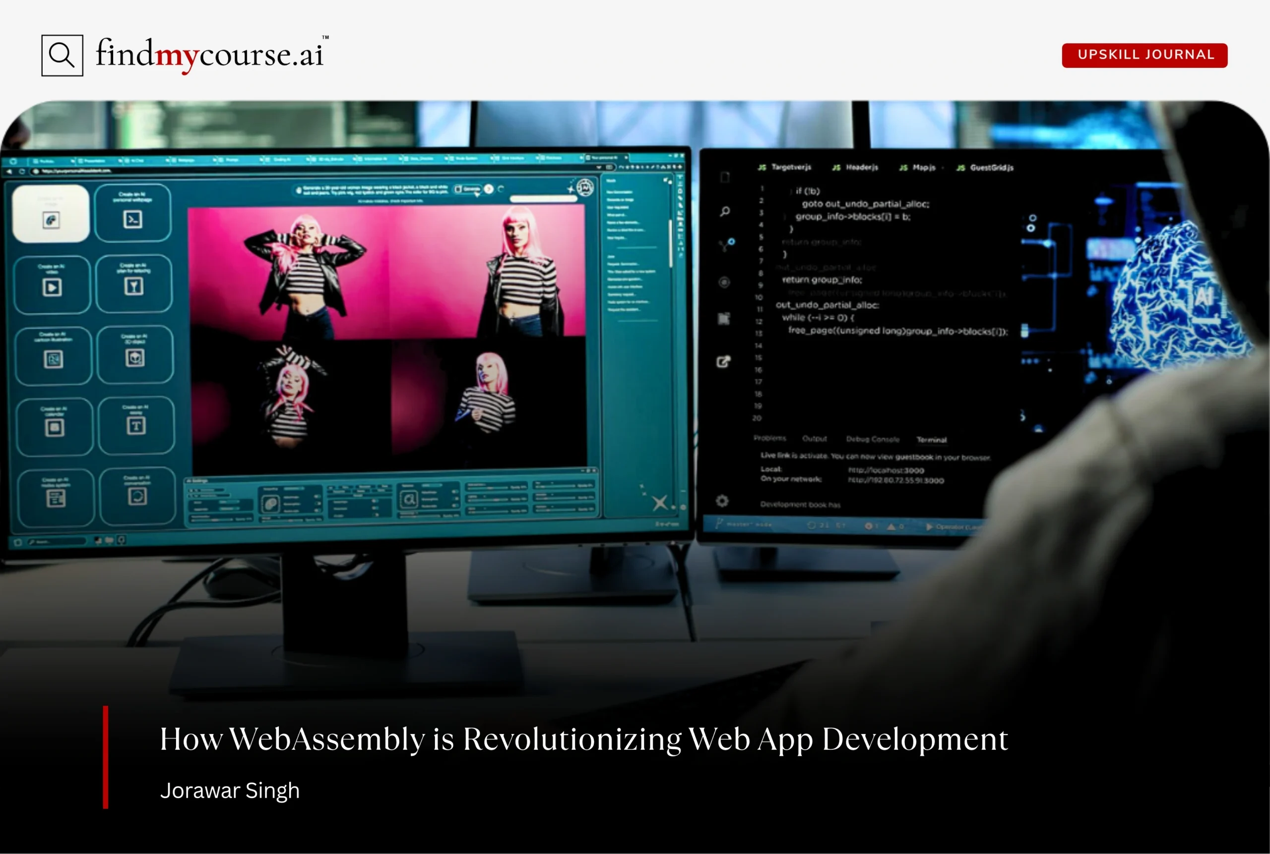 A developer building a website using WebAssembly System Interface — Findmycourse.ai
