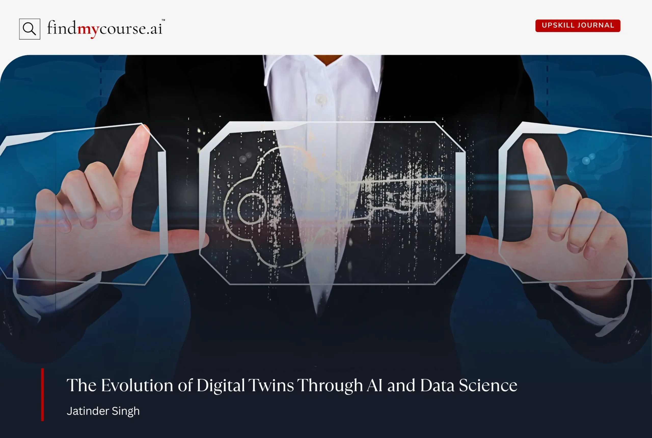 Person using virtual interaction representing use of digital twin technology — Findmycourse.ai