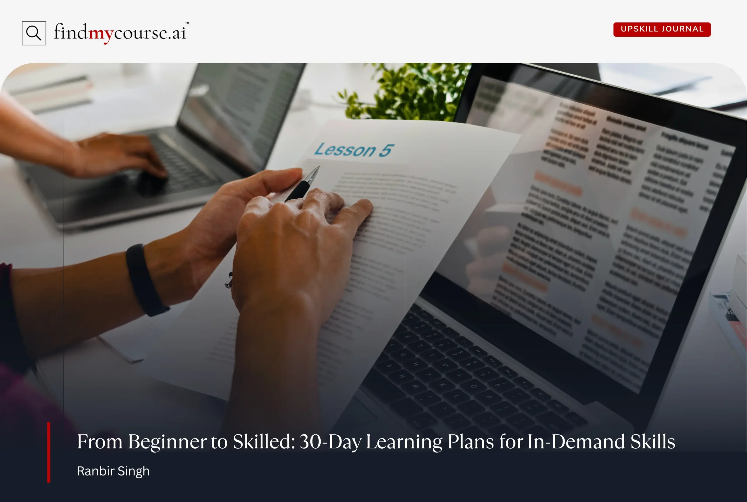 Students analyzing a lesson plan representing learning plans for in demand skills — Findmycourse.ai