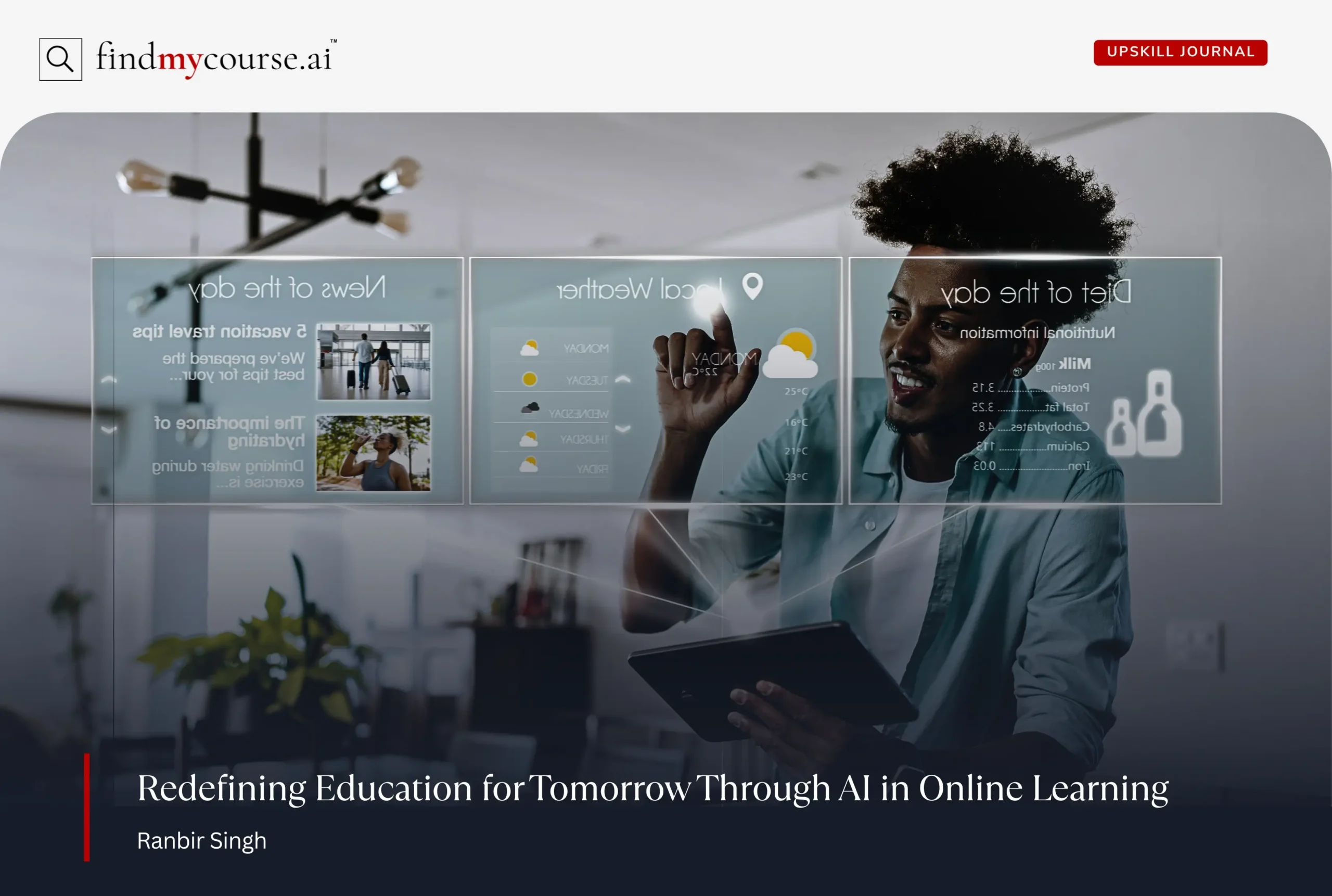 A student using interactive screen for study denoting use of AI in Online Learning — Findmycourse.ai
