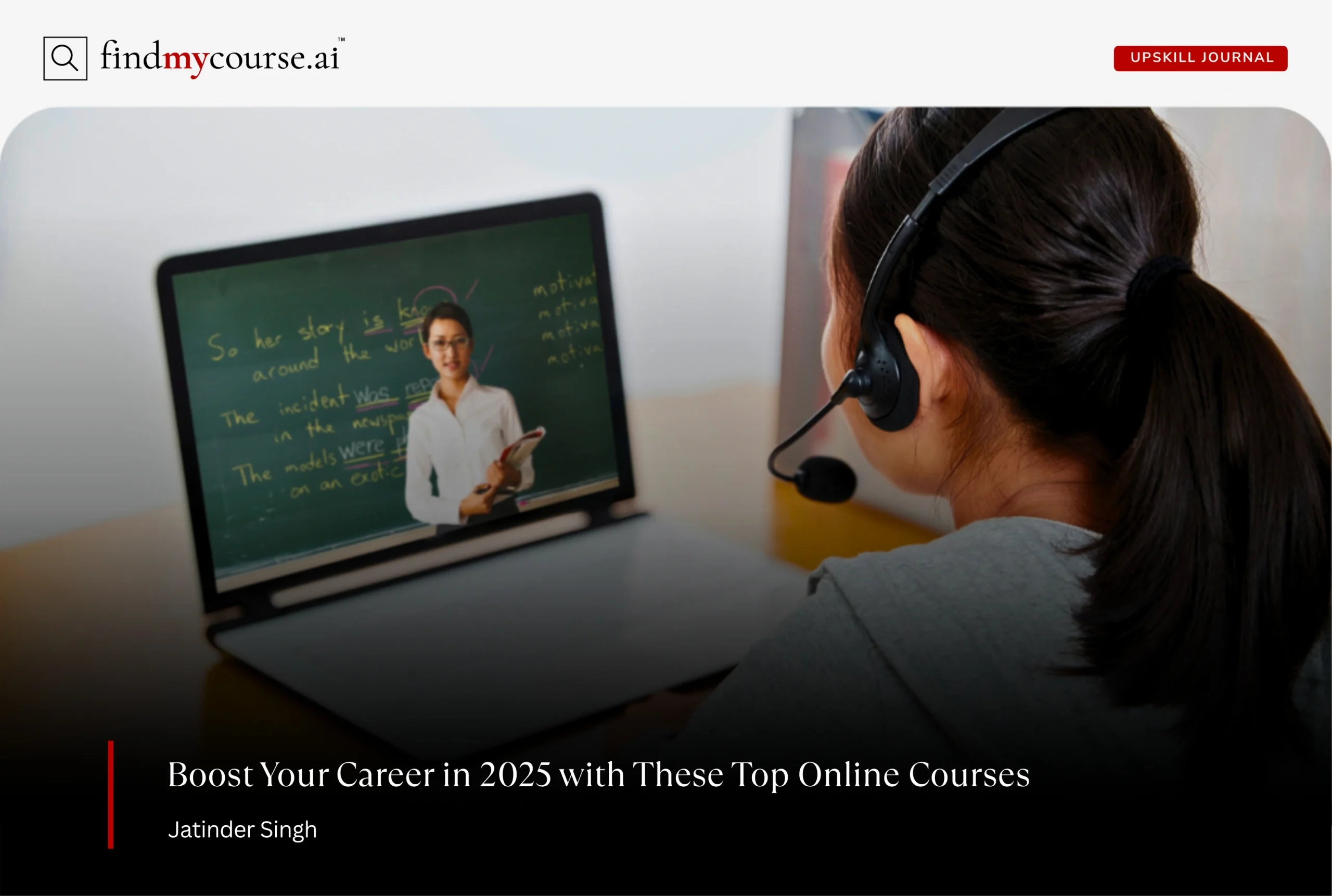 Student watching video lecture on laptop, highlighting top online courses — Findmycourse.ai