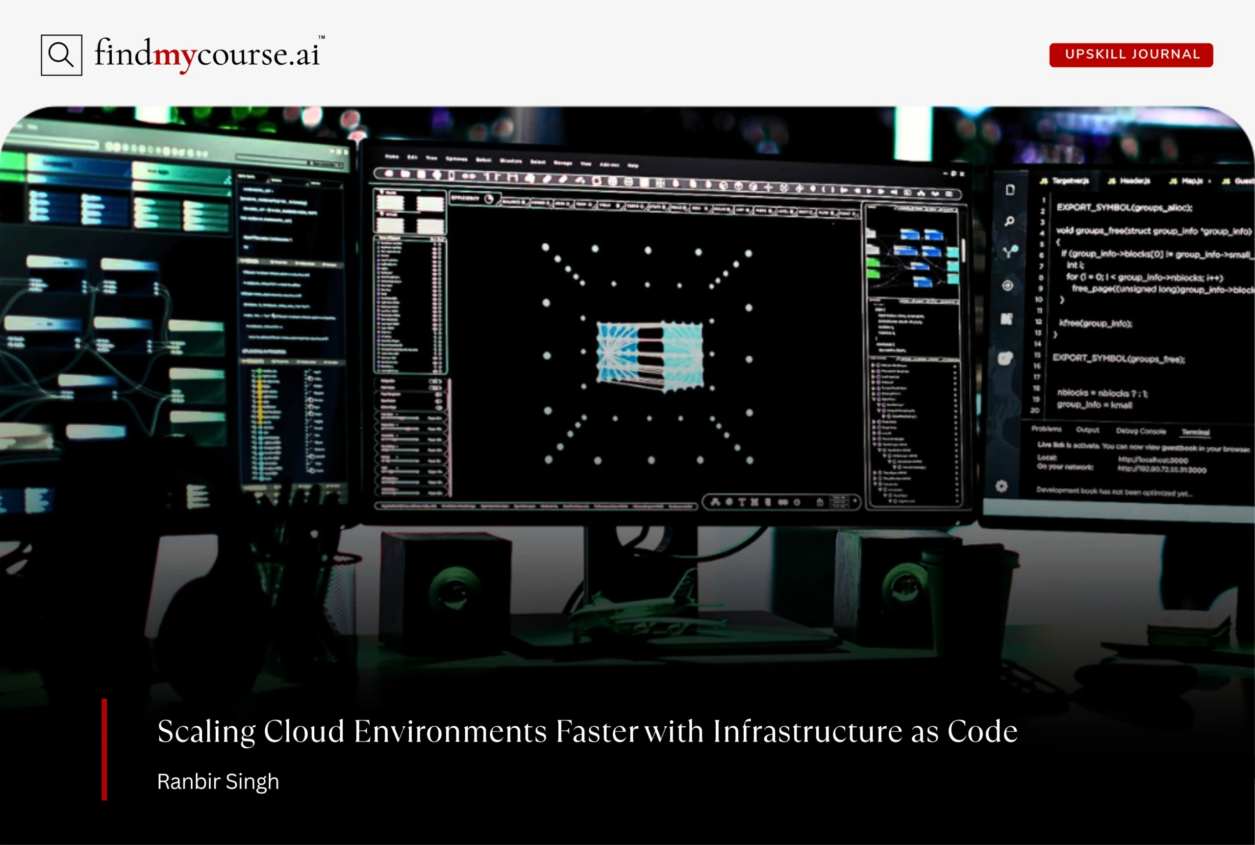 Pc in data center managing network resources highlighting infrastructure as code for cloud — Findmycourse.ai