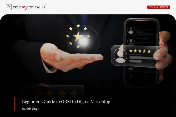 Businessman showing five-star customer reviews on smartphone for online reputation management — Findmycourse.ai