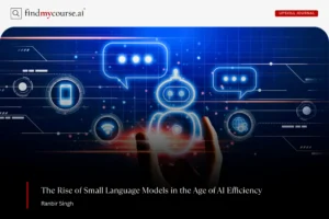 Hand touching AI chatbot robot icon on digital screen denoting small language models — Findmycourse.ai