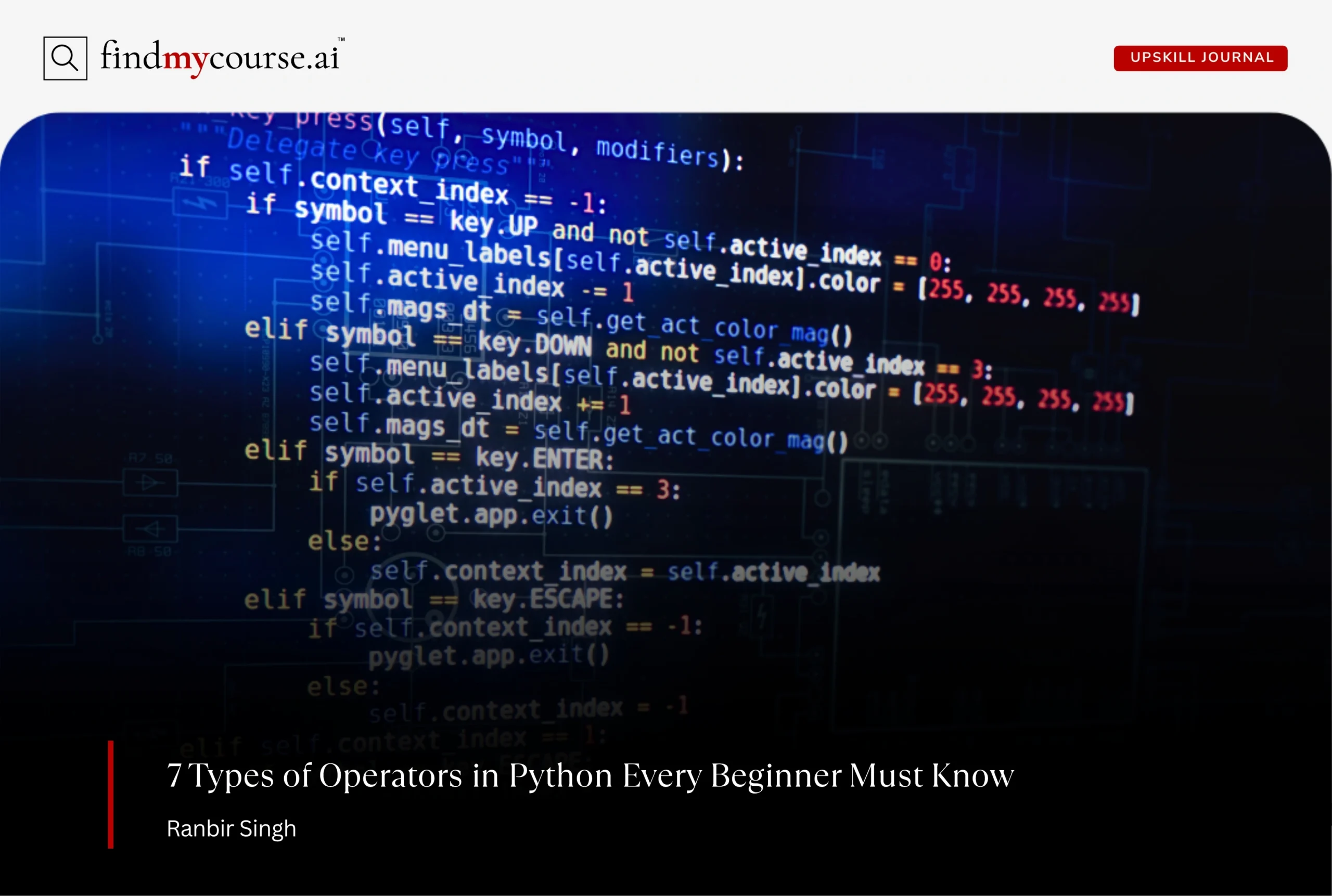 Screen showing python computer code representing operators in python programming — Findmycourse.ai