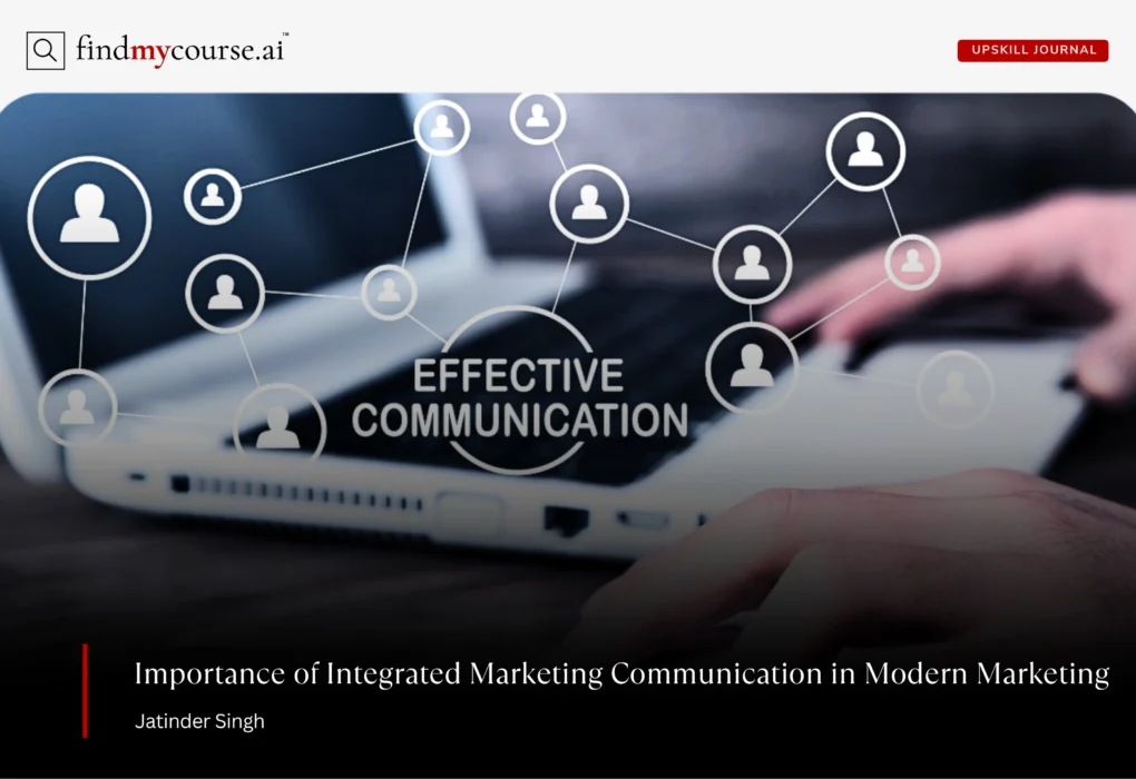 Person using laptop to connect with people denoting integrated marketing communication — Findmycourse.ai