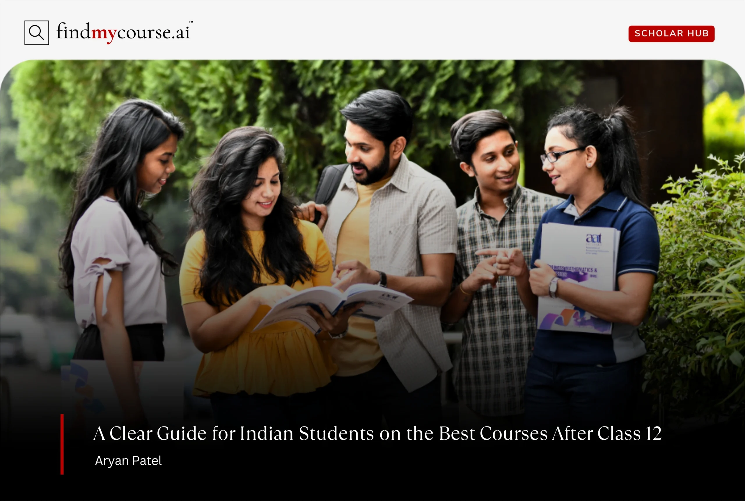 Group of students talking in the campus denoting guide for best courses after 12th — Findmycourse.ai