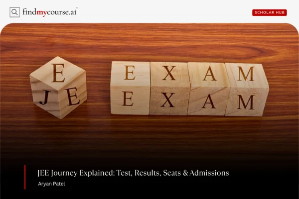 Concept of JEE Entrance exam conducted in India shown in wooden block letters — Findmycourse.ai