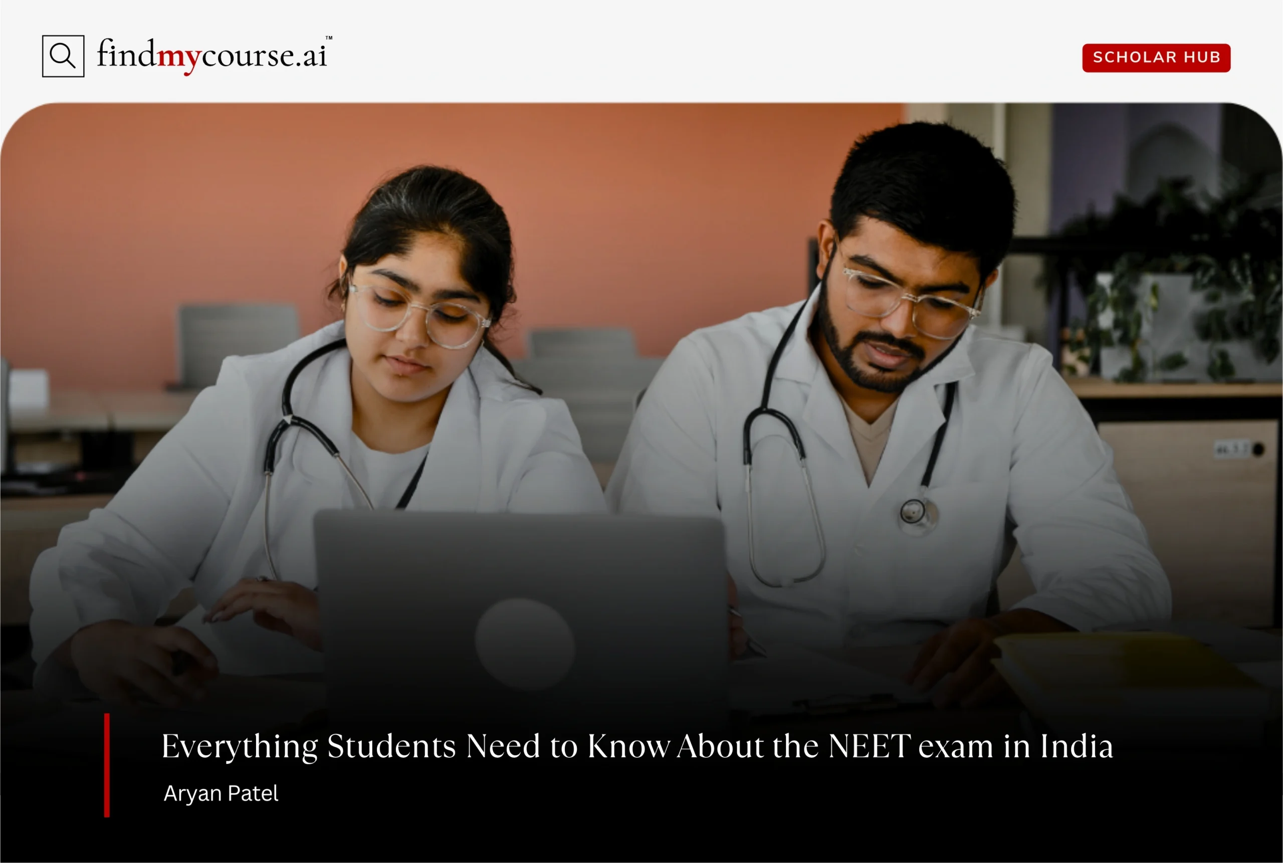 Indian young male and female doctor at desk representing NEET exam in India — Findmycourse.ai