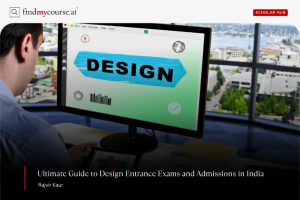 A designer working on a project on computer depicting design entrance exams in India — Findmycourse.ai