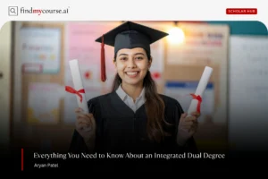 Happy graduate holding two certificates denoting integrated dual degree program — Findmycourse.ai