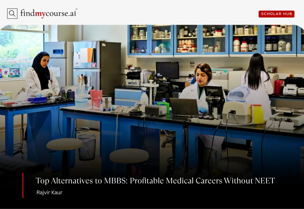 Medical researchers working in lab denoting high salary career options in medical without NEET — Findmycourse.ai