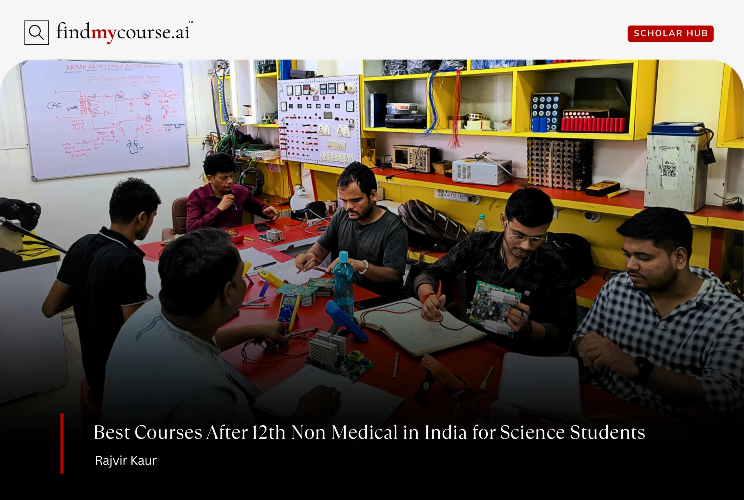 Technical students in a lab representing top courses after 12th non medical in India — Findmycourse.ai