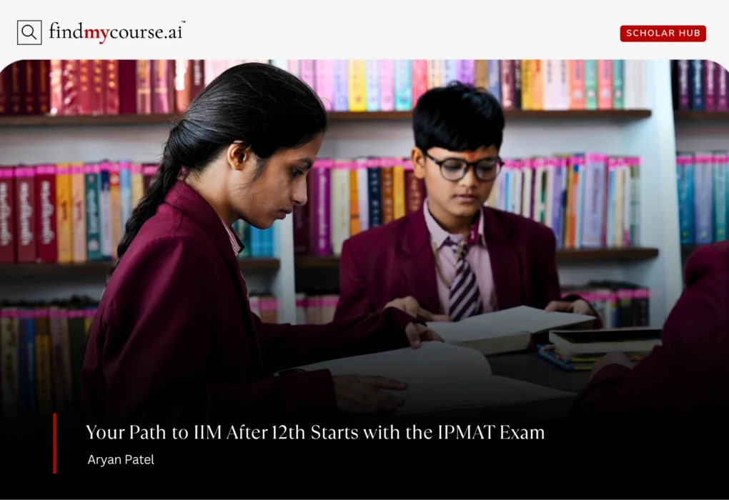12th class students studying in a library denoting IPMAT Exam for IIMs in India — Findmycourse.ai