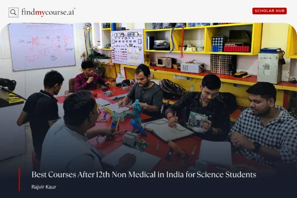 Technical students in a lab representing top courses after 12th non medical in India — Findmycourse.ai